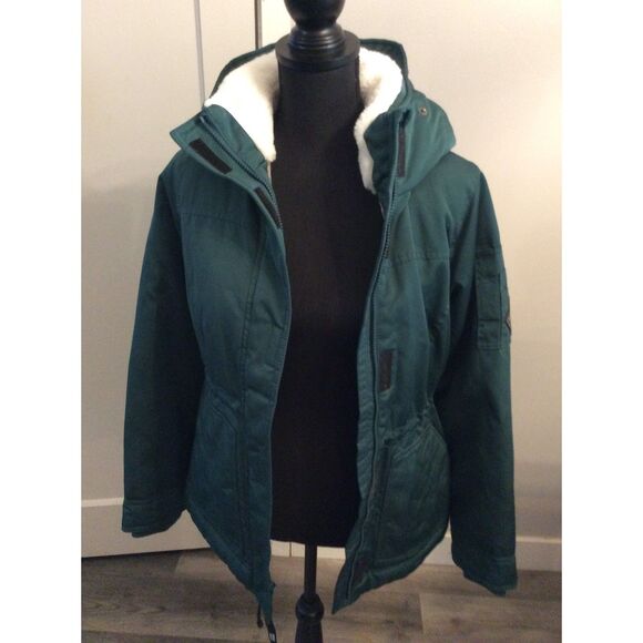 Hollister EUC Emerald Green All Weather jacket Sherpa Lined Small S - Picture 5 of 7